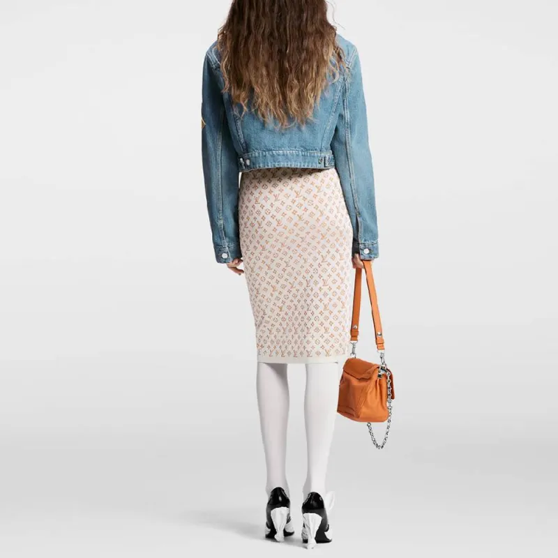 LOUIS VUITTON Monogram Jacquard Knit Skirt-2