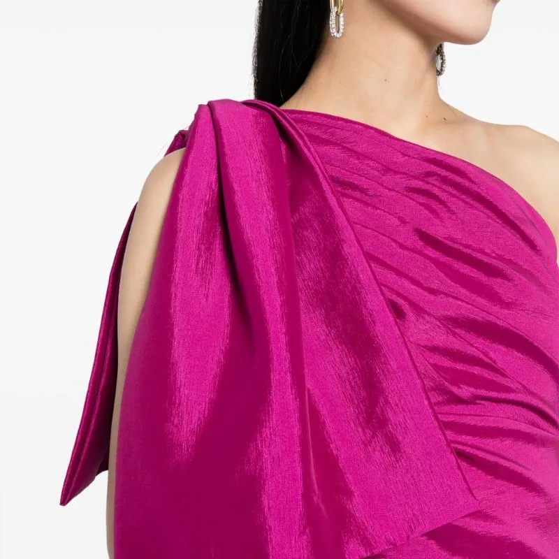RACHEL GILBERT Alessandra One-shoulder Shantung Maxi Dress-4