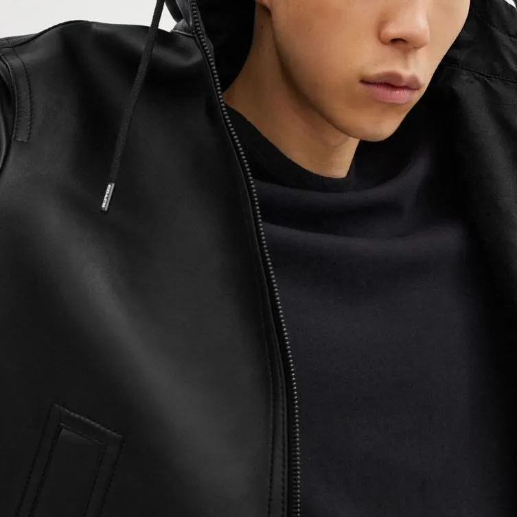 COACH SS24 Leather Jacket Men's Black-4