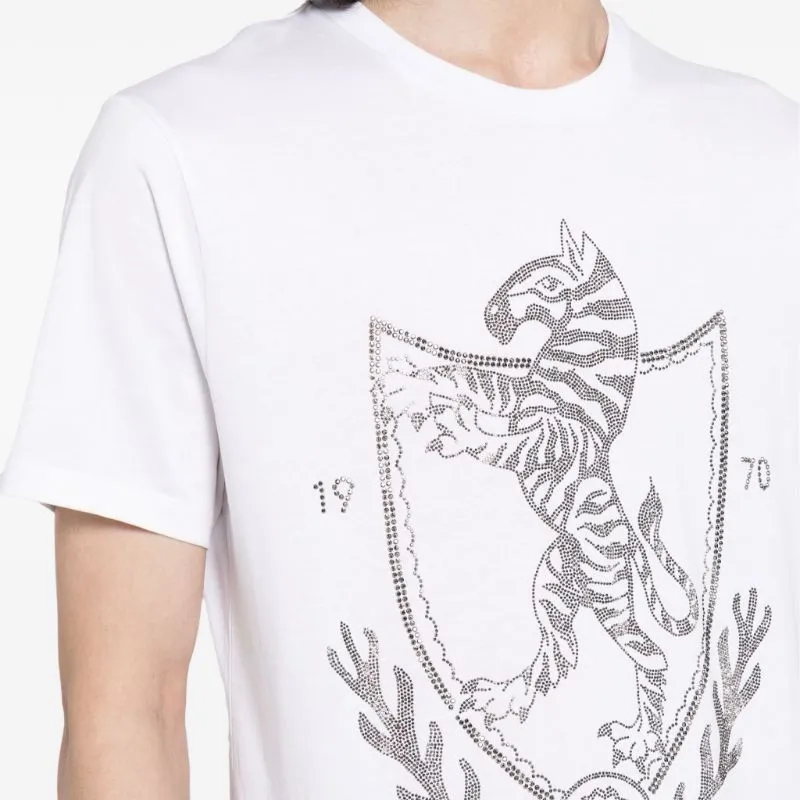 Roberto Cavalli Rhinestone logo Cotton T shirt-4
