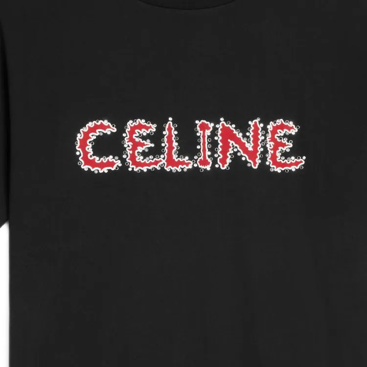 CELINE Rhinestone Loose T shirt In Cotton Jersey-5