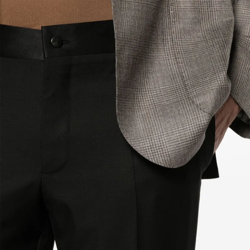Canali Satin trim Wool Tailored Trousers-4