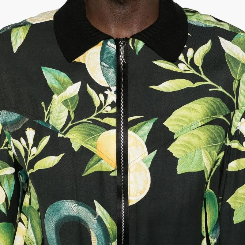 Roberto Cavalli Lemon print Twill Bomber Jacket-4
