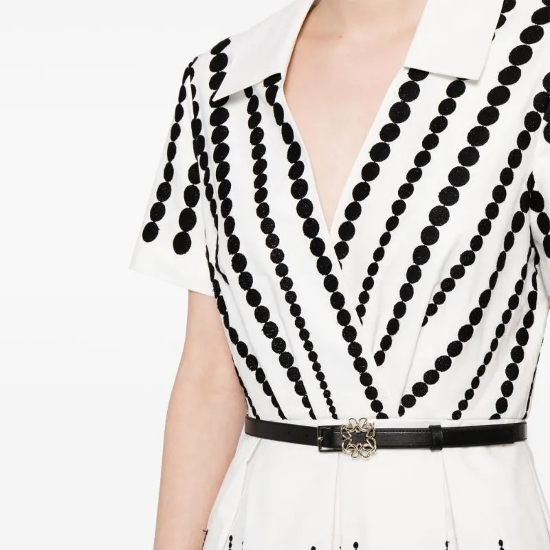 ELIE SAAB Embroidered Belted Pleated Midi Dress-4
