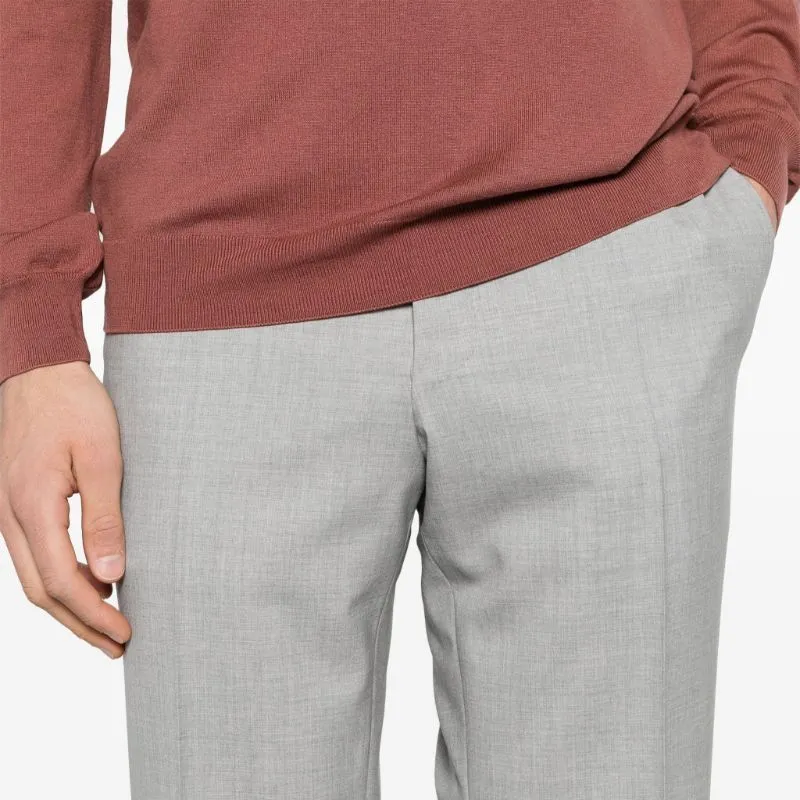 Canali Tapered-leg Wool Tailored Trousers-4