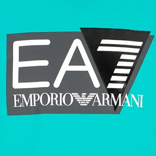 EMPORIO ARMANI EA7 Letter Logo Print Crew Neck Short Sleeved T Shirt T Shirt Men's Lake Green-5