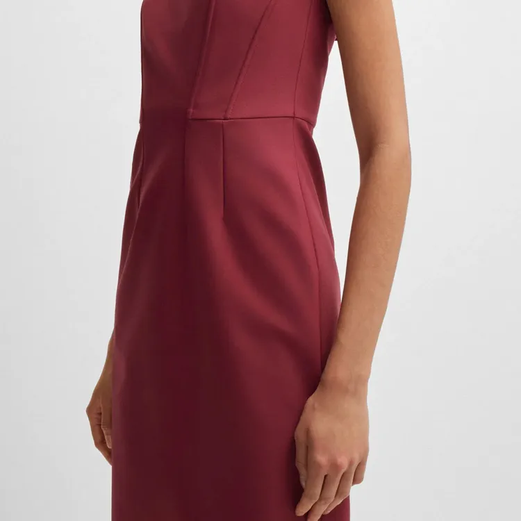HUGO BOSS Sleeveless Dress Women's Dark Red-3
