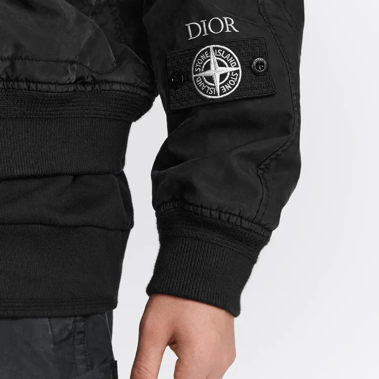 DIOR X Stone Island Habotai Silk Blend Bomber Jacket-5