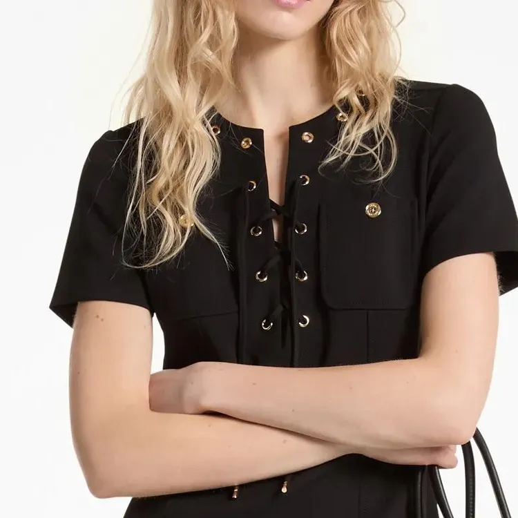 MICHAEL KORS Stretch Crepe Lace Up Dress-3