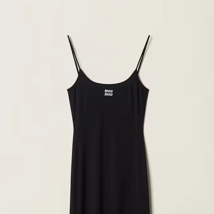 MIU MIU Logo print Jersey Midi Dress-4
