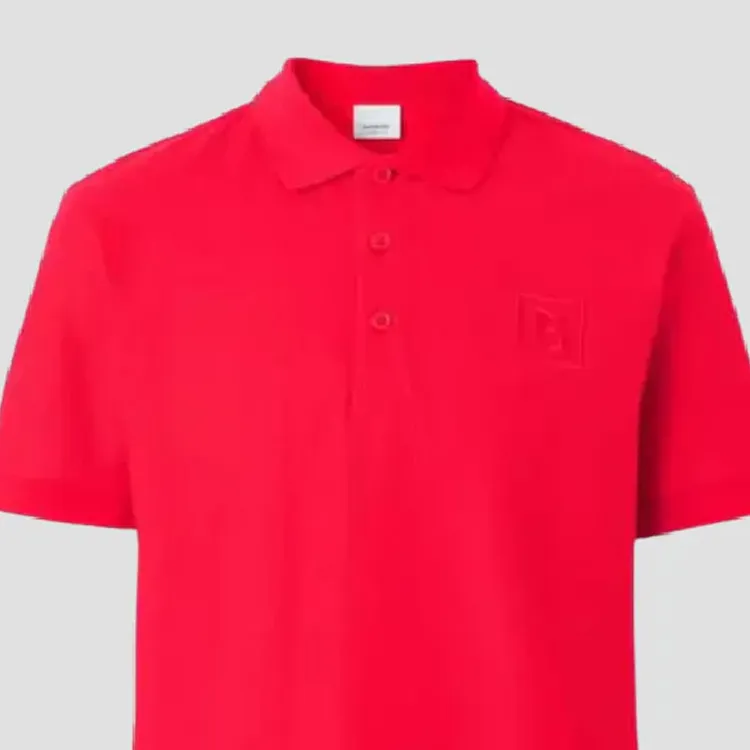 Burberry SS23 Men Solid Logo Printed Short Sleeve Polo Shirt Red-2