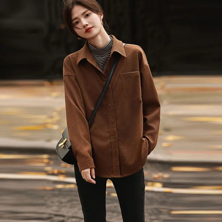 【dme】 Shirt Women's Light Coffee-3