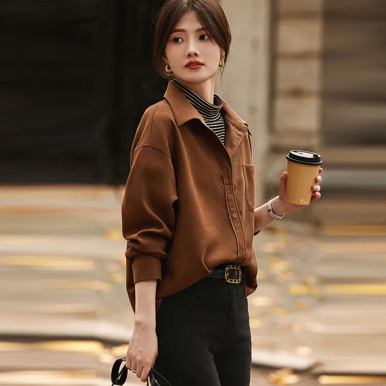 【dme】 Shirt Women's Light Coffee-2
