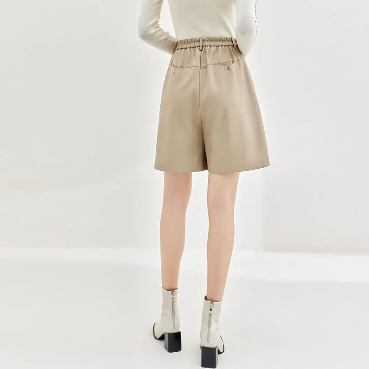 SENTUBILA Casual Shorts Women's Light Khaki-3