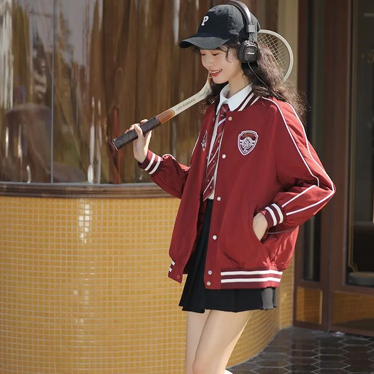 Linjou Baseball Jacket Women's Red-3