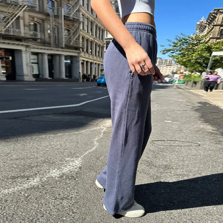 Brandy Melville Knitted Sports Pants Women's Off-White Marine Blue-3