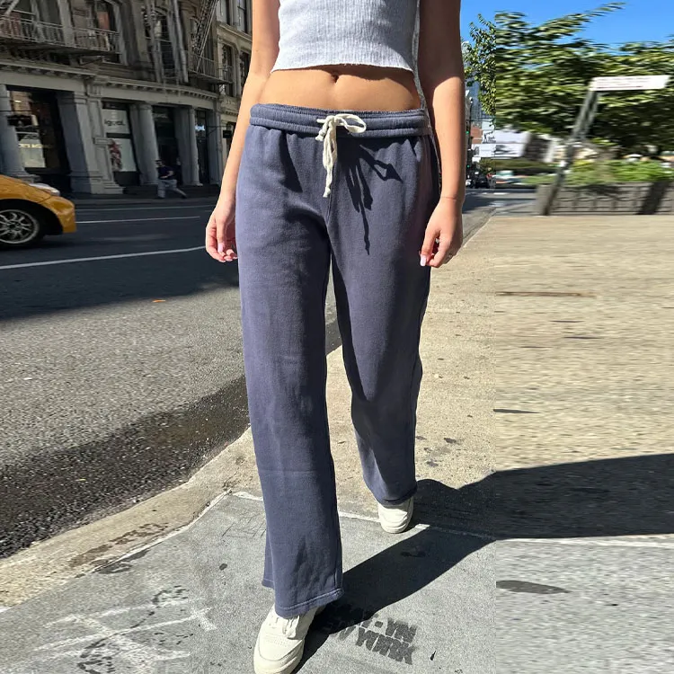 Brandy Melville Knitted Sports Pants Women's Off-White Marine Blue-1