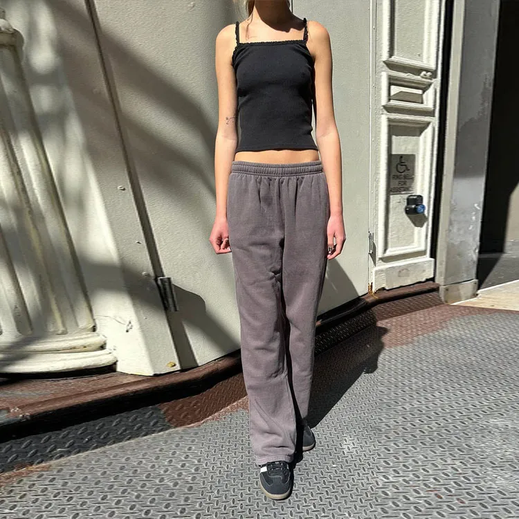 Brandy Melville Knitted Sports Pants Women's Dark Gray-3