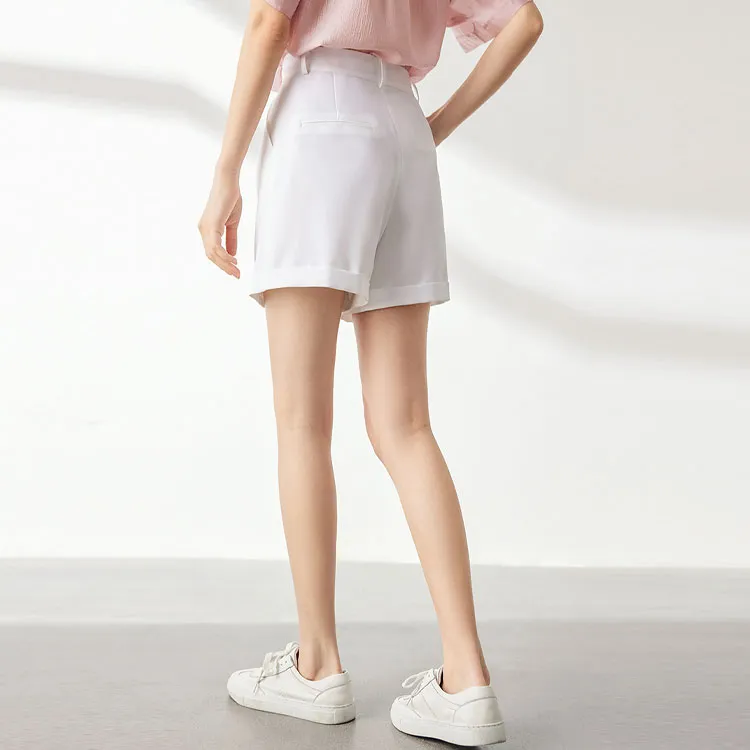 Famanxuan Casual Shorts Women's Elegant White-1