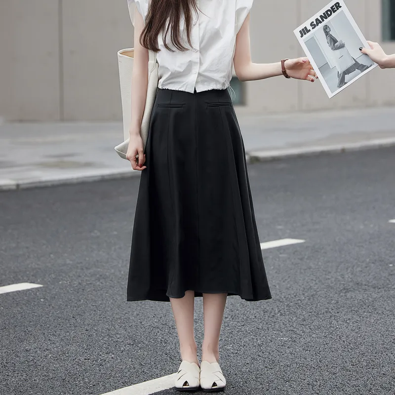 Mt Casual Long Skirts Women's Deep Navy Blue-0