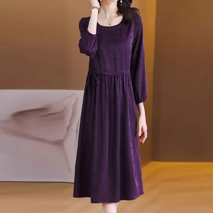 Mapping Long Sleeved Dresses Women's Purple-1