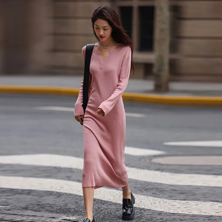 Demana Long Sleeved Dresses Women's Leather Pink-1