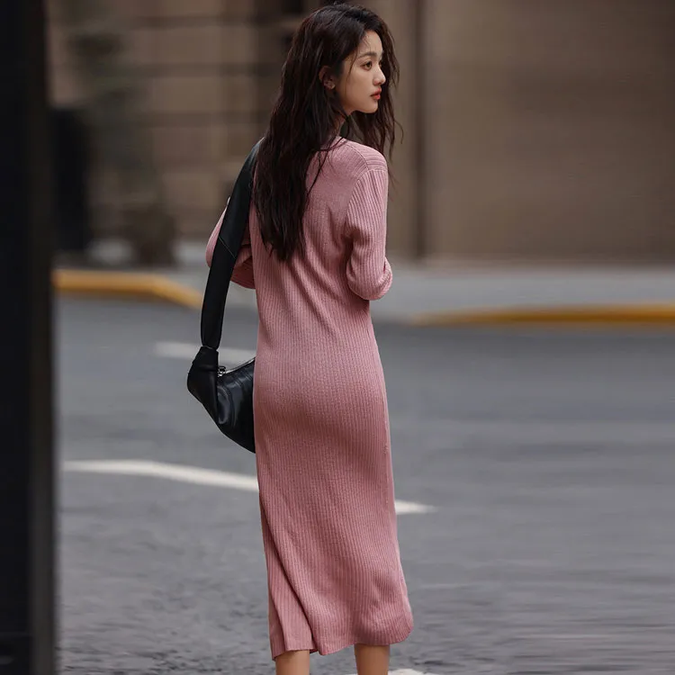 Demana Long Sleeved Dresses Women's Leather Pink-2