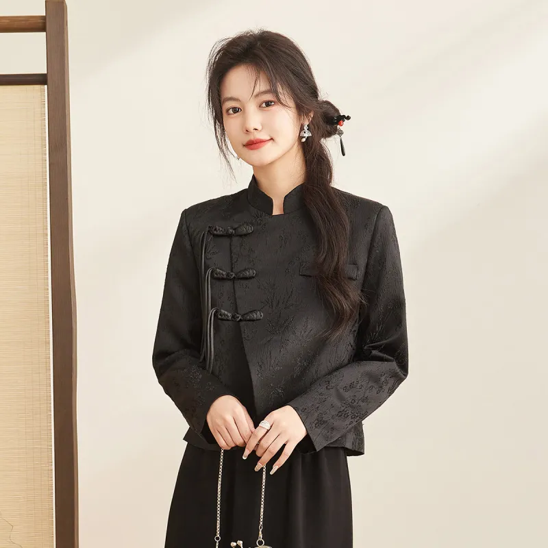 CARBAMMI Cropped Coats Women's Black-5