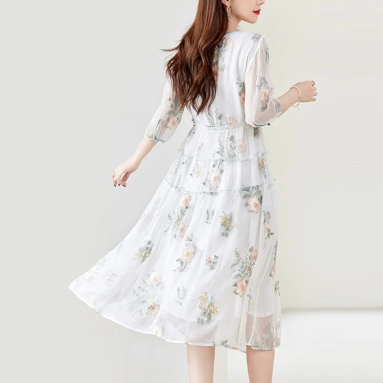 To The West Short Sleeved Dresses Women's White-2