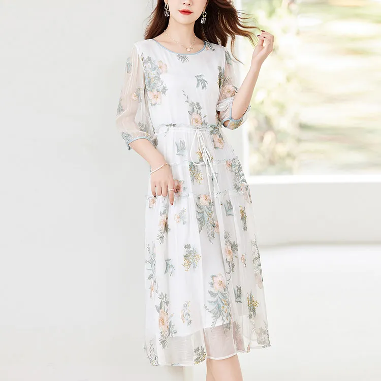 To The West Short Sleeved Dresses Women's White-1