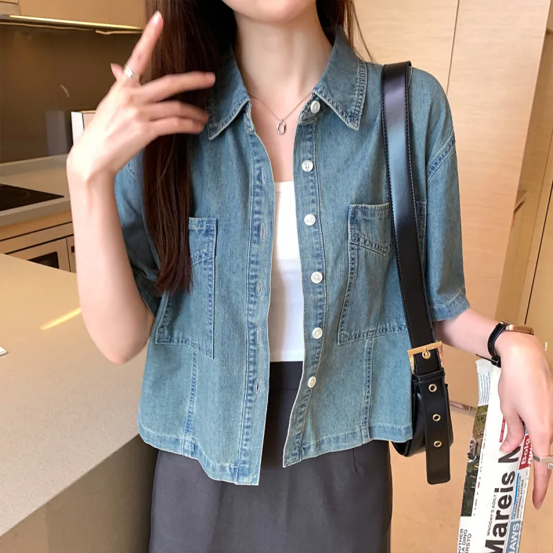 Tonlion Shirt Women's Denim Blue-1