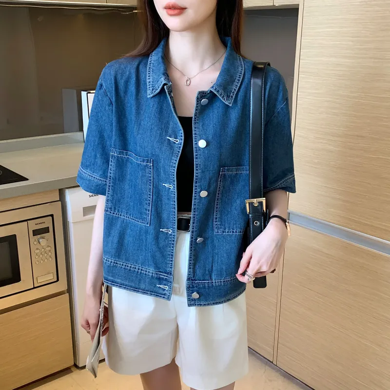 Tonlion Shirt Women's Dark Denim Blue-2
