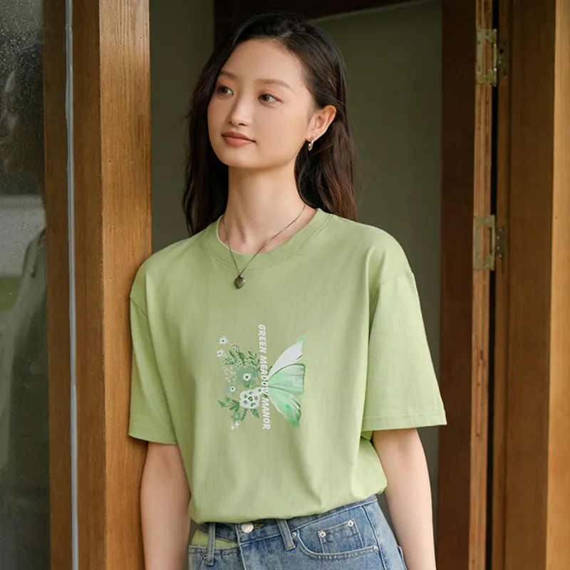 Weixi T Shirt Women's Light Pea Green-1