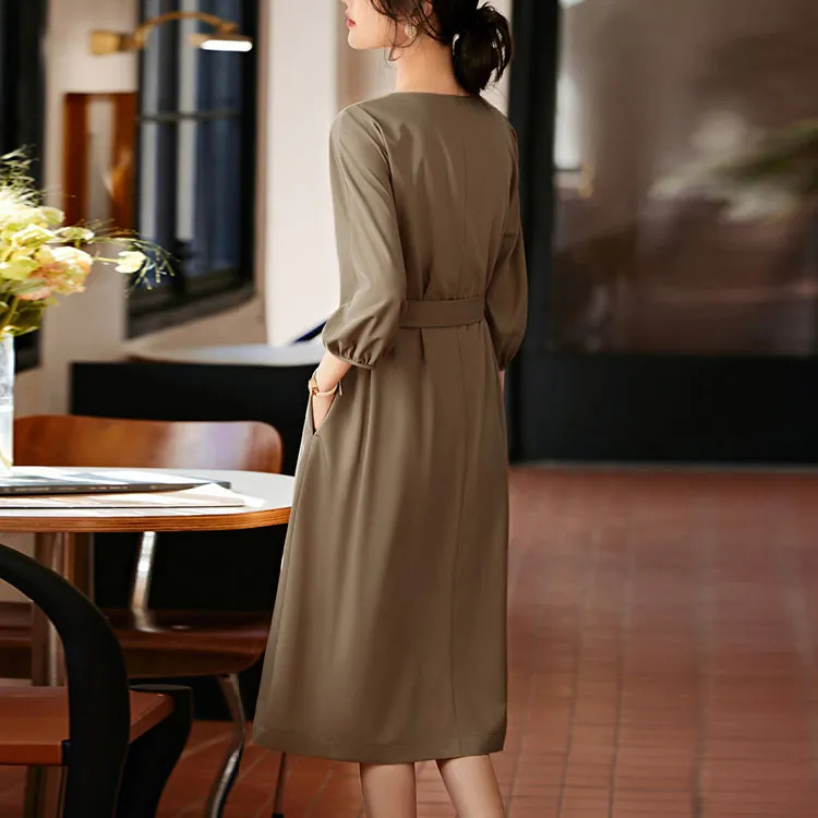 XWI Long Sleeved Dresses Women's Milk Tea Beige-2
