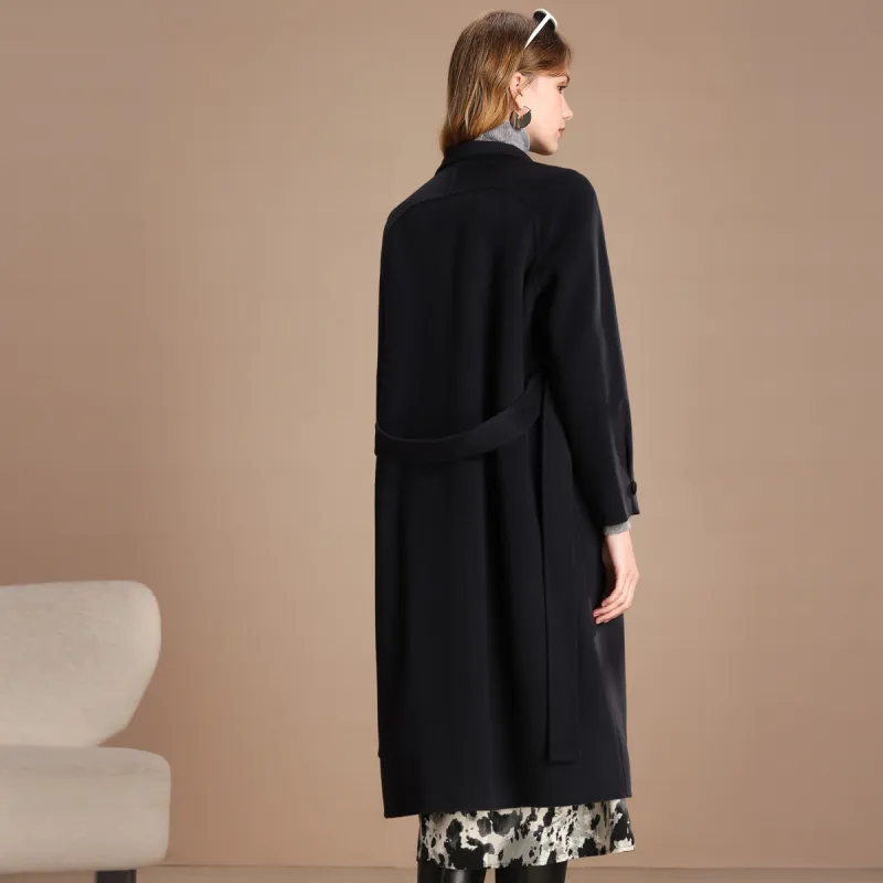 FENHONGMALI Coats Women's Navy Blue-2