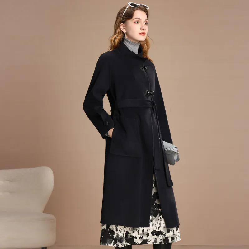 FENHONGMALI Coats Women's Navy Blue-1