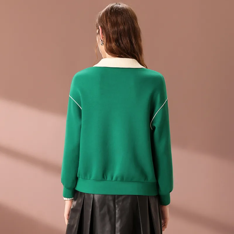 FENHONGMALI Sweatshirt Women's Green-1