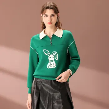 FENHONGMALI Sweatshirt Women's Green