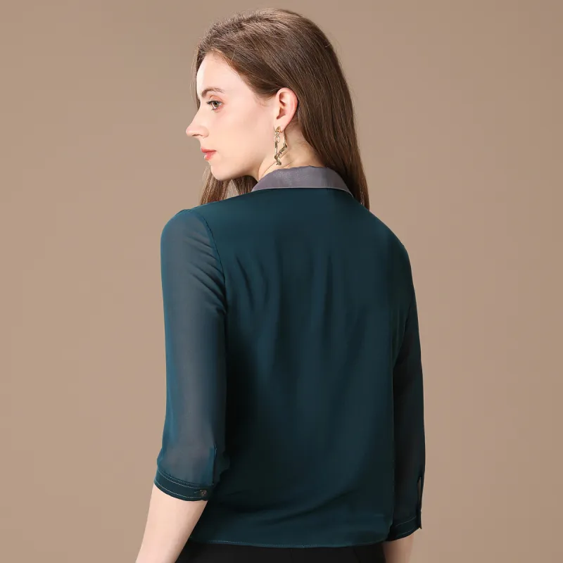 FENHONGMALI Shirt Women's Green-2