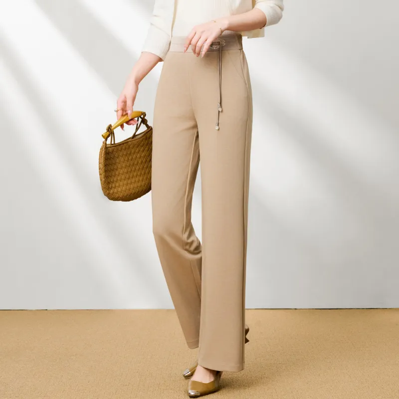 FENHONGMALI Casual Pants Women's Camel-3