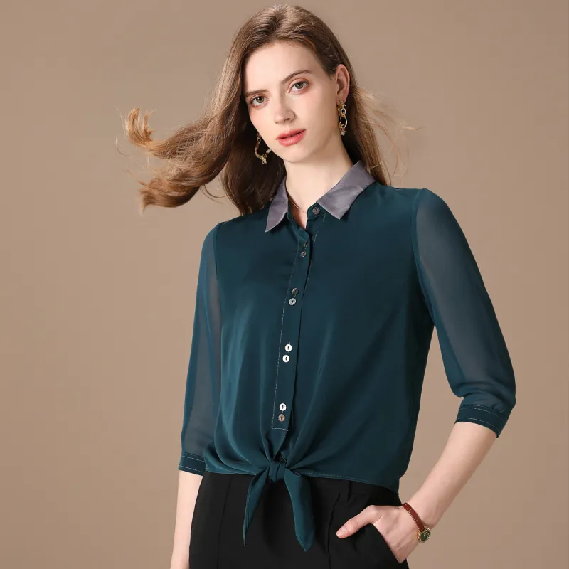 FENHONGMALI Shirt Women's Green-1