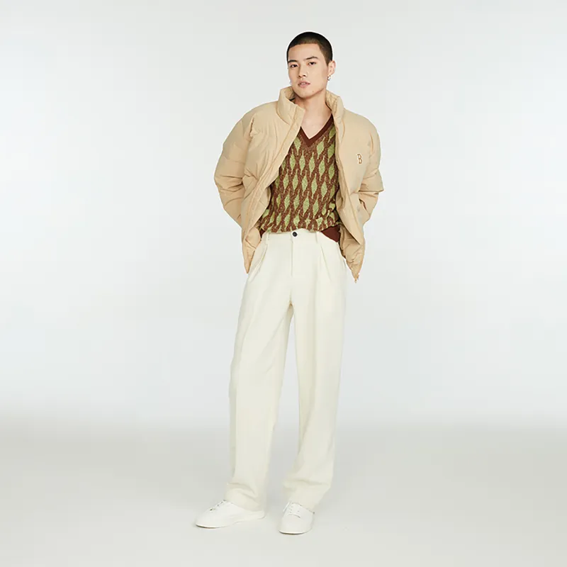 MLB Down Jacket Unisex Linen Beige Yellow-5
