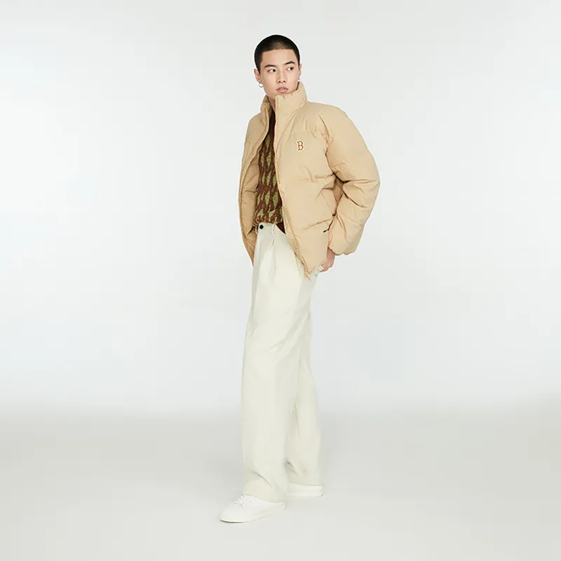MLB Down Jacket Unisex Linen Beige Yellow-4