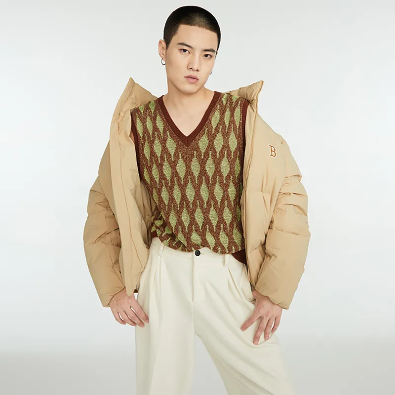 MLB Down Jacket Unisex Linen Beige Yellow-2