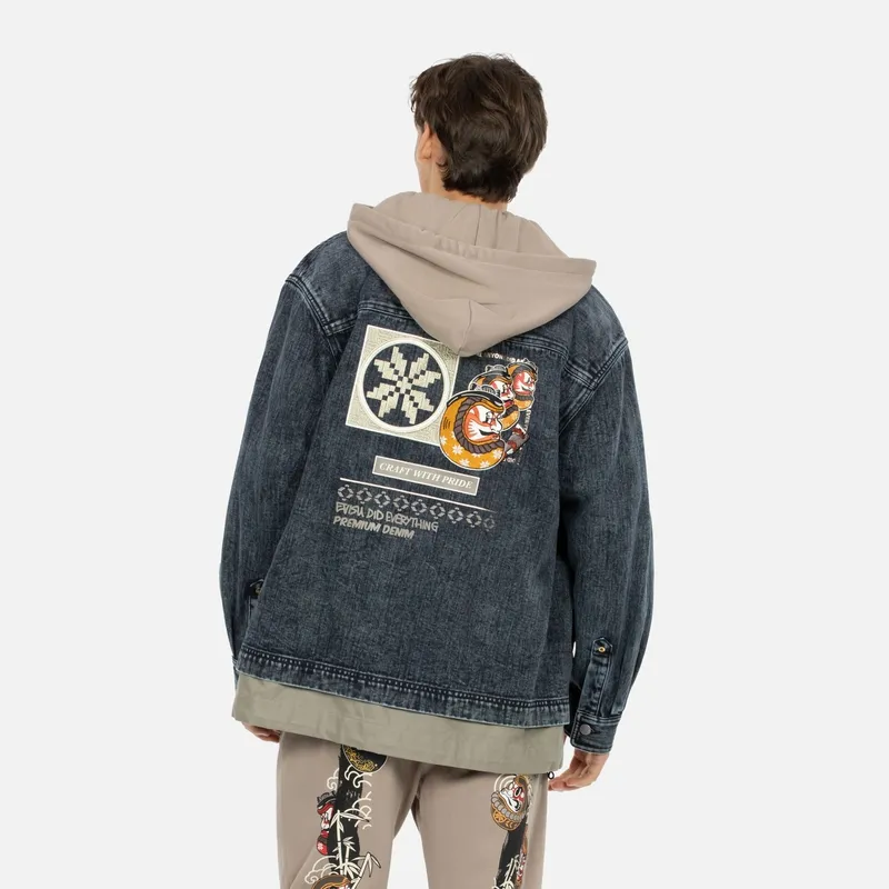 EVISU Denim Jackets Men Black-3