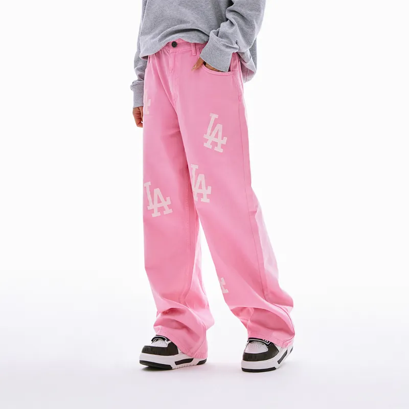 MLB Basic Logo Fashion Sports Collection SS24 Jeans Women's Light Pink-3
