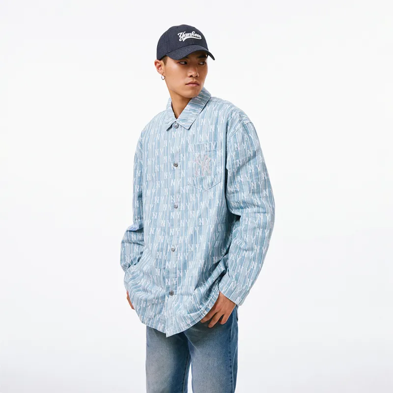 MLB SS24 Denim Jacket Spring And Autumn Unisex Light Blue-3