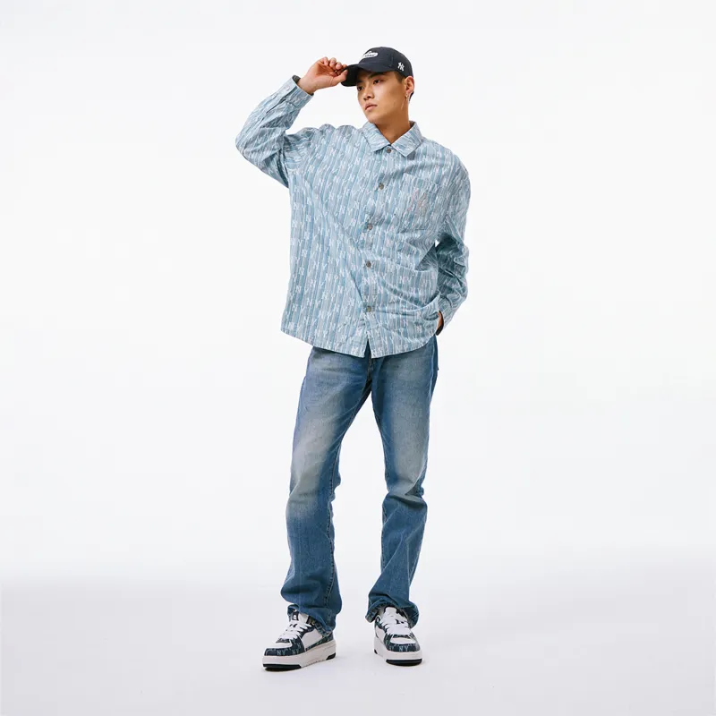 MLB SS24 Denim Jacket Spring And Autumn Unisex Light Blue-4