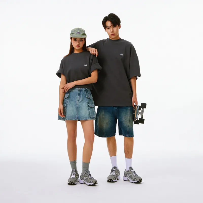 New Balance NB 100% Cotton T Shirt Unisex Charcoal Black-5