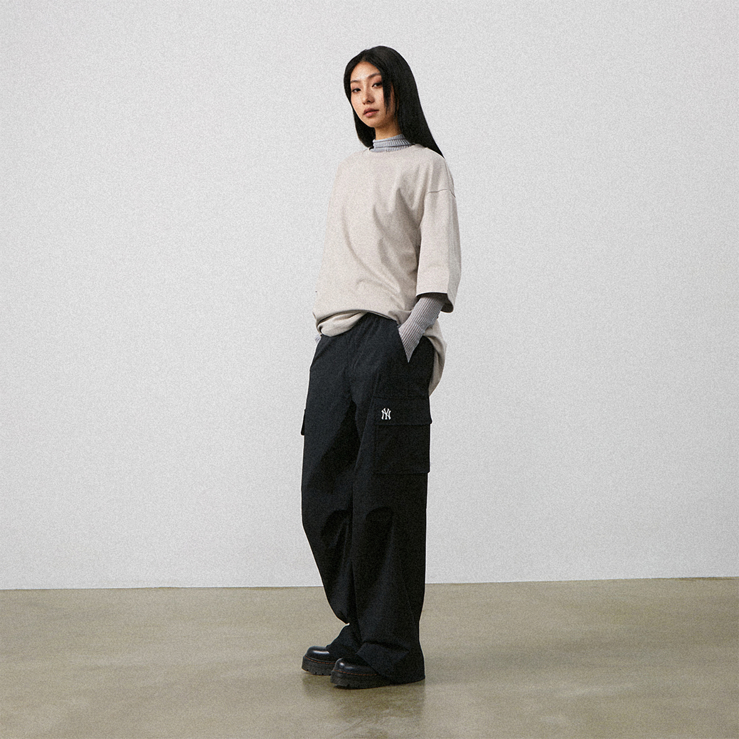 MLB Base Logo Cargo Pants Unisex Black - POIZON